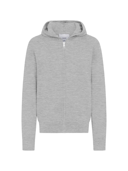 Grunt John Zip Hood Knit – Grå zip hoodie strik til drenge